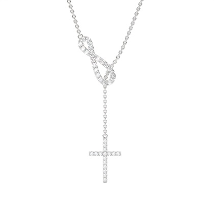 Prong Setting Round Diamond Cross Pendant