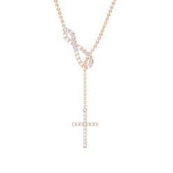 Prong Setting Round Diamond Cross Pendant