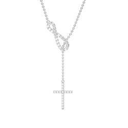 Prong Setting Round Diamond Cross Pendant