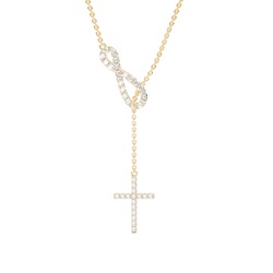 Prong Setting Round Diamond Cross Pendant