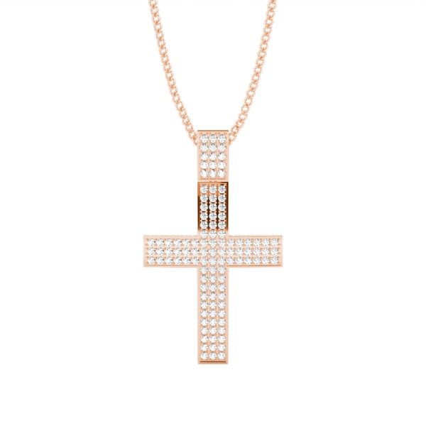 Pave Setting Round Diamond Cross Pendant