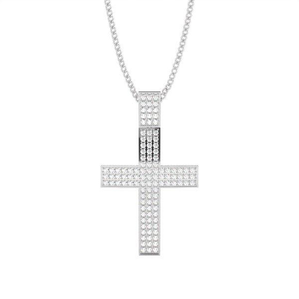 Pave Setting Round Diamond Cross Pendant