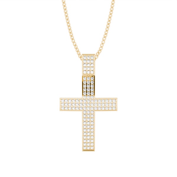Pave Setting Round Diamond Cross Pendant