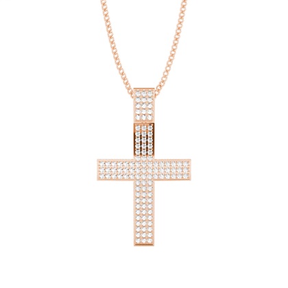 Rose Gold Cross Diamond Pendants