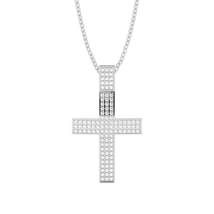 Pave Setting Round Diamond Cross Pendant