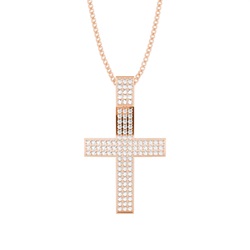 Pave Setting Round Diamond Cross Pendant
