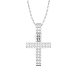 Pave Setting Round Diamond Cross Pendant