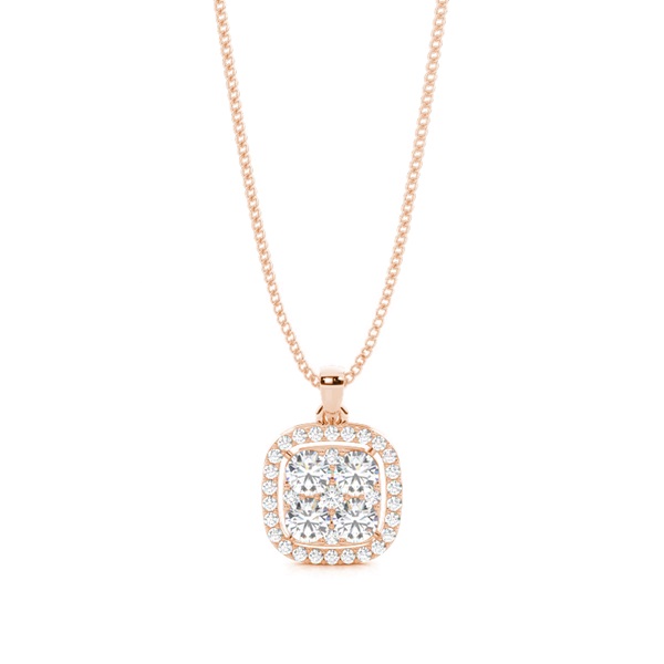 4 Prong Setting Round Diamond Cluster Pendant