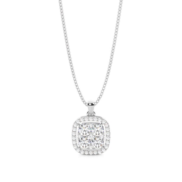 4 Prong Setting Round Diamond Cluster Pendant