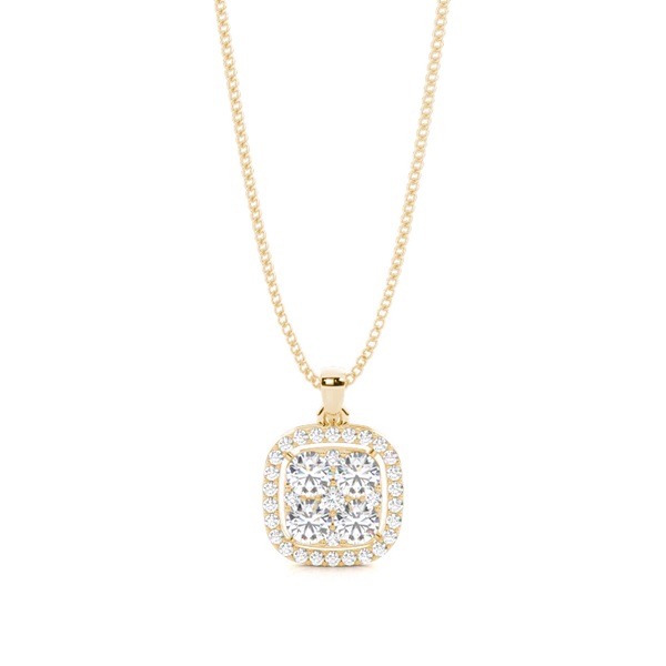 4 Prong Setting Round Diamond Cluster Pendant