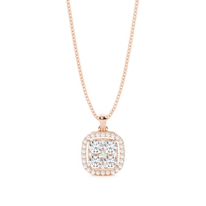Rose Gold Cluster Diamond Pendants