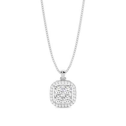 4 Prong Setting Round Diamond Cluster Pendant