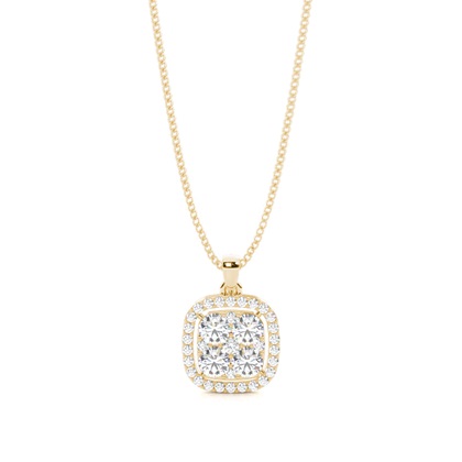 Yellow Gold Cluster Diamond Pendants