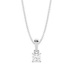 Pendentif solitaire diamant princesse serti 4 griffes