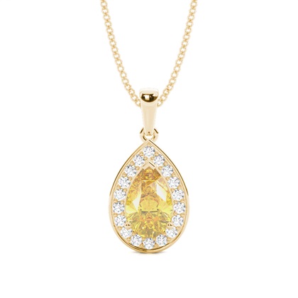 3 Prong Yellow Diamond Halo Pendant