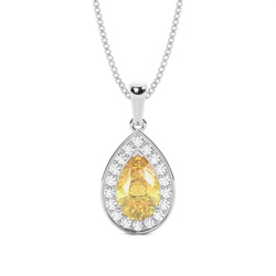 3 Prong Yellow Diamond Halo Pendant