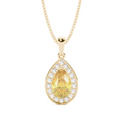 3 Prong Yellow Diamond Halo Pendant