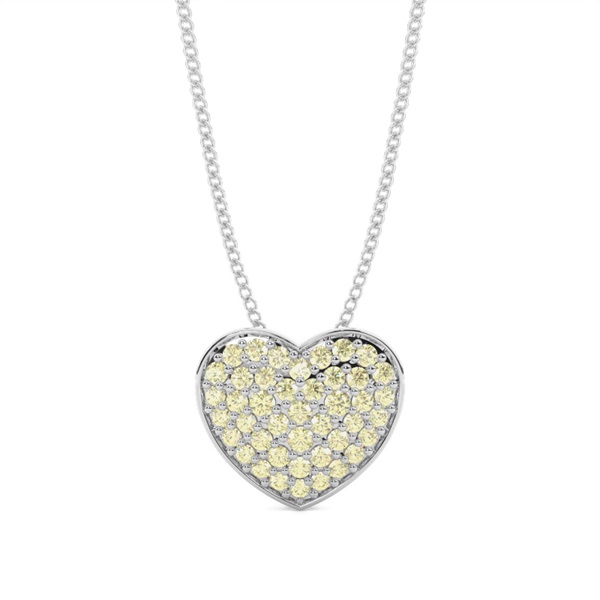 Yellow Diamond pave Heart Pendant