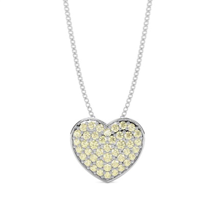 Yellow Diamond pave Heart Pendant