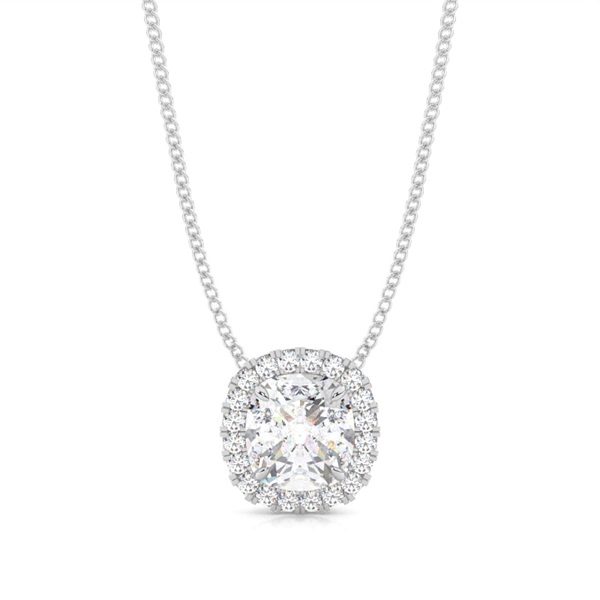 4 Prong Moissanite Halo Pendant