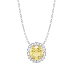 4 Prong Yellow Diamond Halo Pendant