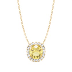 4 Prong Yellow Diamond Halo Pendant