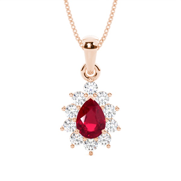 Halo Ruby Stud Pendant