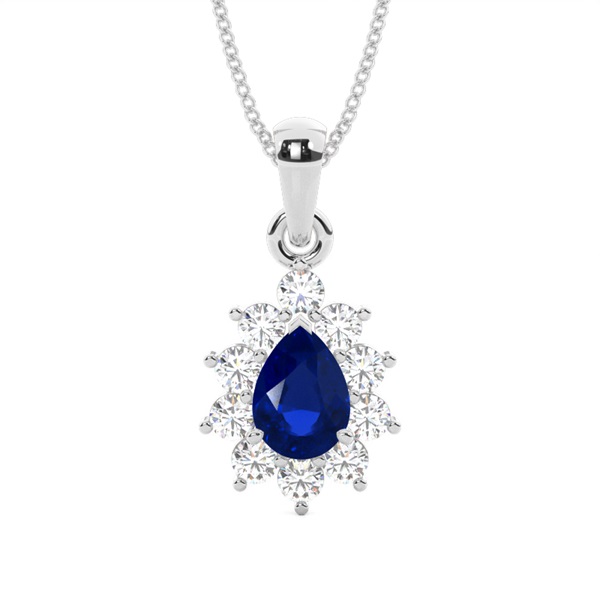 Halo Blue Sapphire Stud Pendant