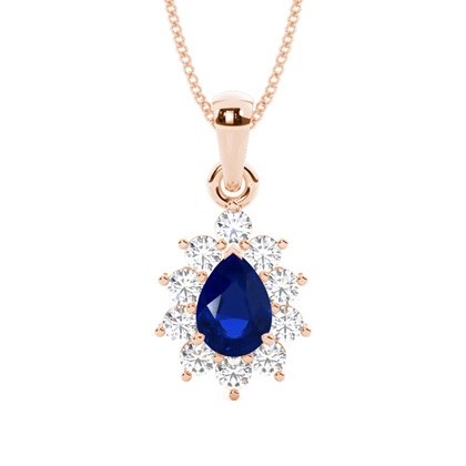 Halo Blue Sapphire Stud Pendant
