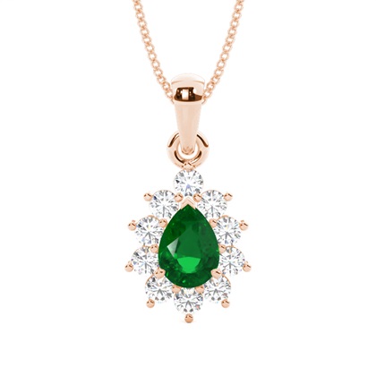 Pear Rose Gold Gemstone Diamond Pendants