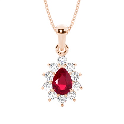 Pear Rose Gold Gemstone Diamond Pendants