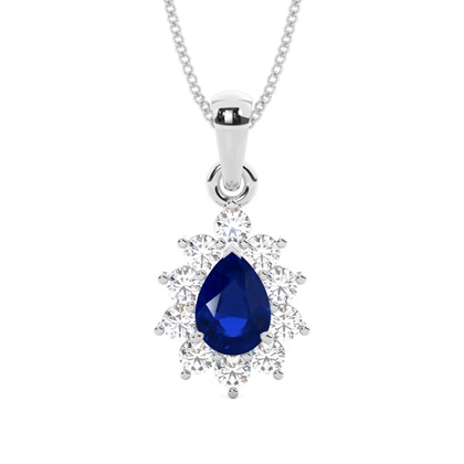 Halo Blue Sapphire Stud Pendant