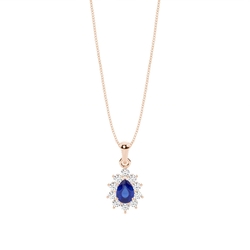 Halo Blauer Saphir Stud Anhänger