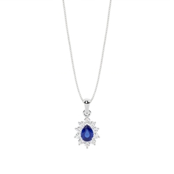 Halo Blauer Saphir Stud Anhänger