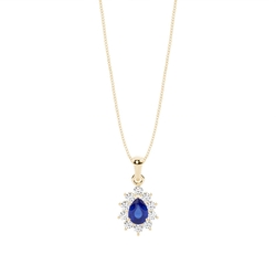 Halo Blue Sapphire Stud Pendant