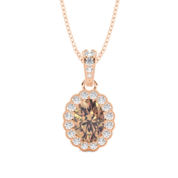 Prong Setting Champagne Diamond Halo Pendant