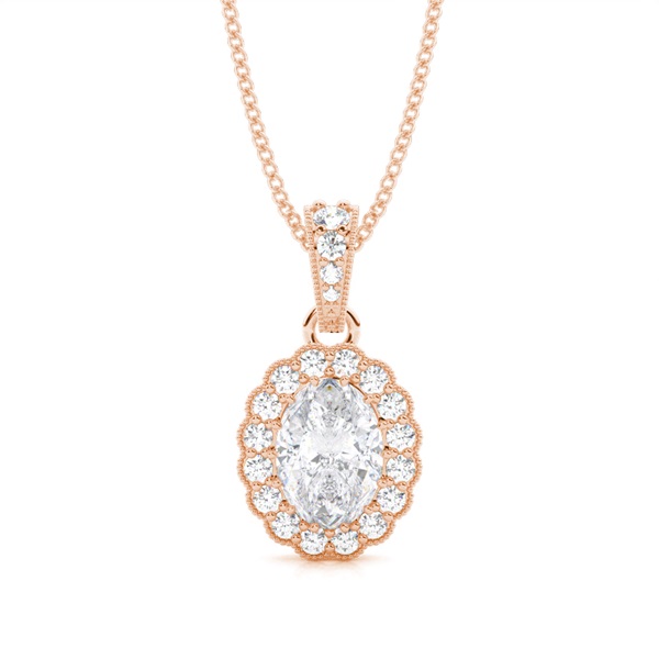 4 Prong Setting Moissanite Halo Pendant