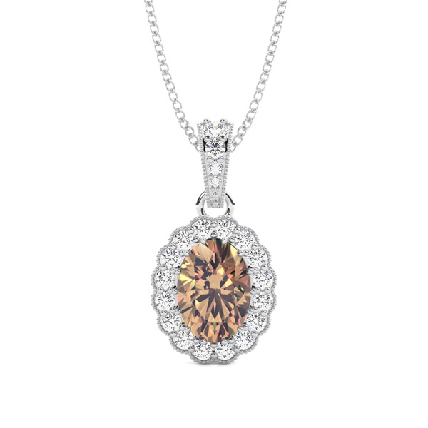 Prong Setting Champagne Diamond Halo Pendant
