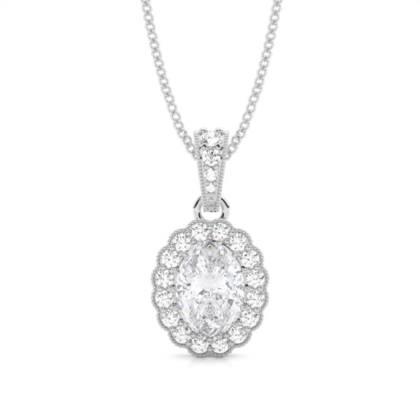 4 Prong Setting Moissanite Halo Pendant