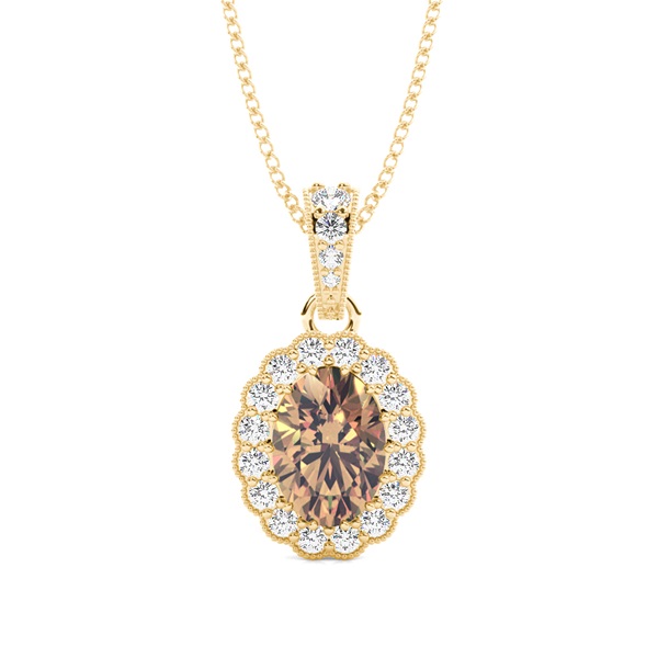 Prong Setting Champagne Diamond Halo Pendant