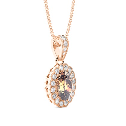 Prong-Rahmen-Champagner-Diamant-Halo-Anhänger