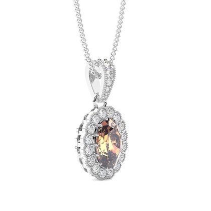 Prong-Rahmen-Champagner-Diamant-Halo-Anhänger