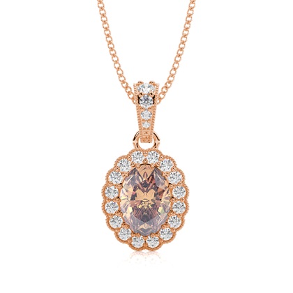 Prong Setting Champagne Diamond Halo Pendant