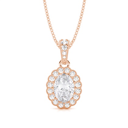 4 Prong Setting Moissanite Halo Pendant