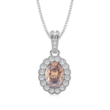 Prong Setting Champagne Diamond Halo Pendant