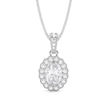 4 Prong Setting Moissanite Halo Pendant