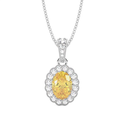 Prong Set Yellow Diamond Halo Pendant