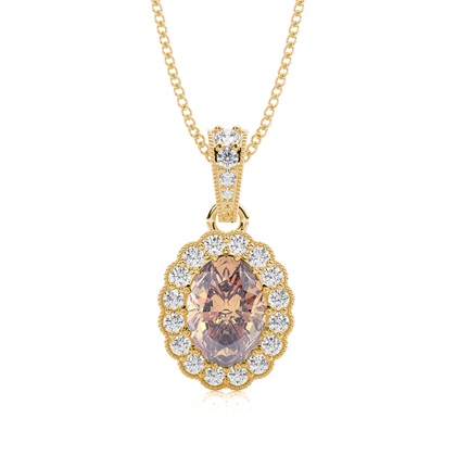 Prong Setting Champagne Diamond Halo Pendant
