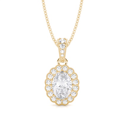 4 Prong Setting Moissanite Halo Pendant