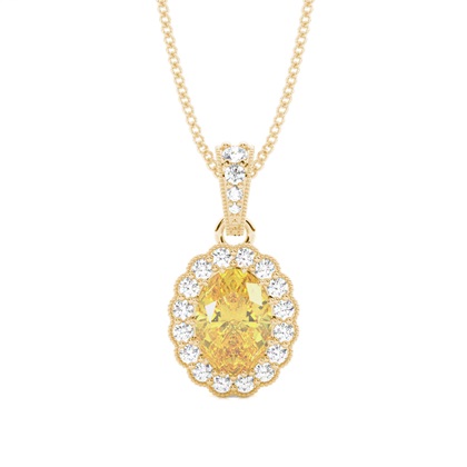 Prong Set Yellow Diamond Halo Pendant